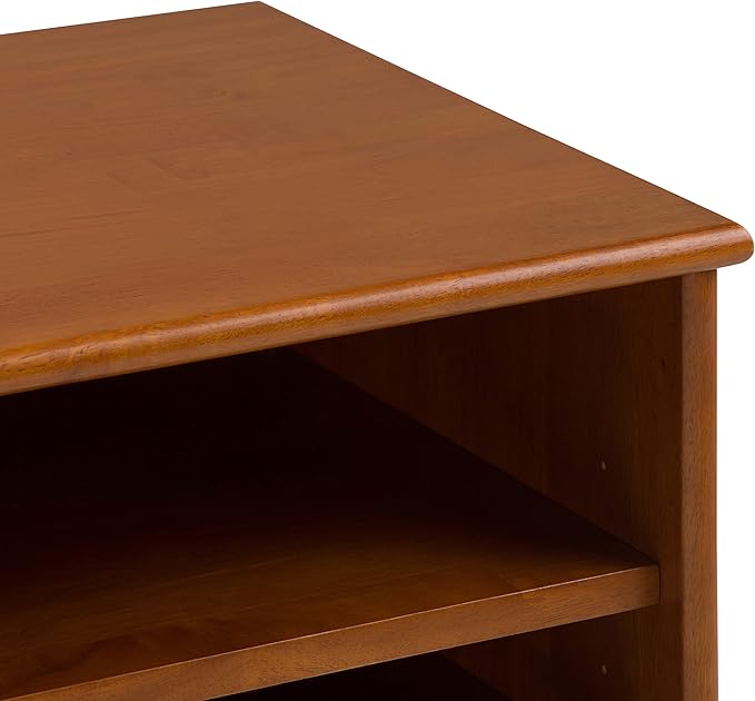 SIMPLIHOME Draper SOLID HARDWOOD 60 Inch Wide Mid Century Modern TV Media Stand in Teak Brown For TVs up to 65 Inches, For the Living Room and Entertainment Center - LeafyLoom