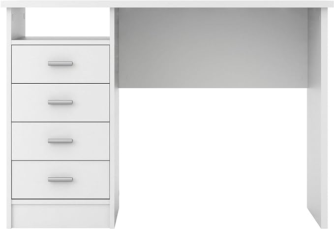 Tvilum Desk with 4 Drawers, White - LeafyLoom