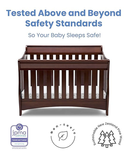 Delta Children Bentley S Series 4-in-1 Crib, Chocolate + Serta Perfect Slumber Dual Sided Recycled Fiber Core Crib and Toddler Mattress (Bundle) - LeafyLoom