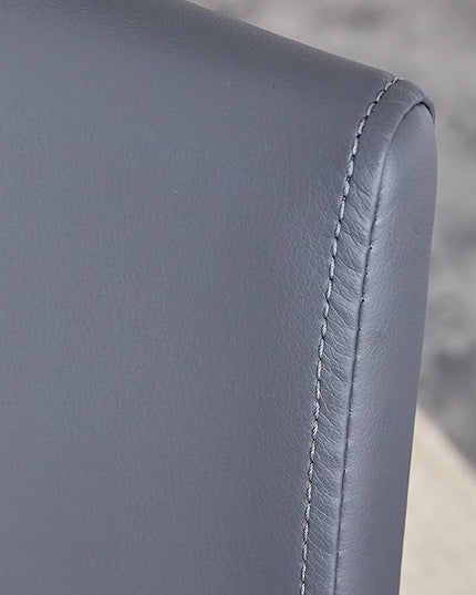 Modern Dining Chairs Set of 4, PU Faux Leather Backrest Cushioned Edge Chairs, Suitable for dining, kitchen, dressing table, terrace, Gray+PU - LeafyLoom