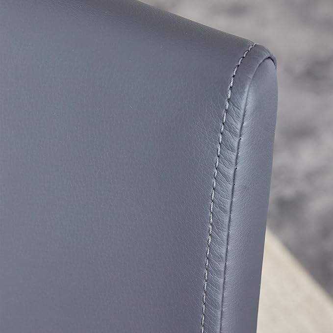 Modern Dining Chairs Set of 4, PU Faux Leather Backrest Cushioned Edge Chairs, Suitable for dining, kitchen, dressing table, terrace, Gray+PU - LeafyLoom