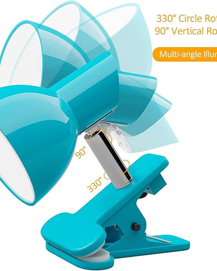 LED Clip lamp,5W Super Bright Desk Light, 330° Rotation Small Lamp with Clamp on Desk/Table/Bed Headboard/Cupboard Home Lighting, Modern and Save Space Illumination Powerful Lamp Blue - LeafyLoom