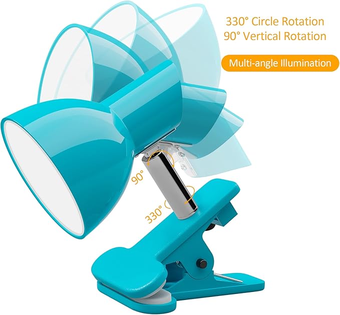 LED Clip lamp,5W Super Bright Desk Light, 330° Rotation Small Lamp with Clamp on Desk/Table/Bed Headboard/Cupboard Home Lighting, Modern and Save Space Illumination Powerful Lamp Blue - LeafyLoom