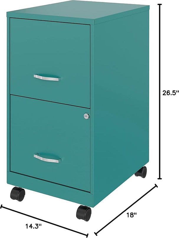 LYS SOHO File/File Mobile Cabinet, Teal - LeafyLoom