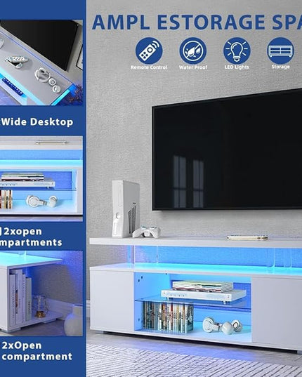 NicBex TV Stand for 65 Inch TV LED Gaming Entertainment Center Media Storage Console Table with Large Sliding Drawer & Side Cabinet for Living Room,Bedroom,51 Inch,White - LeafyLoom