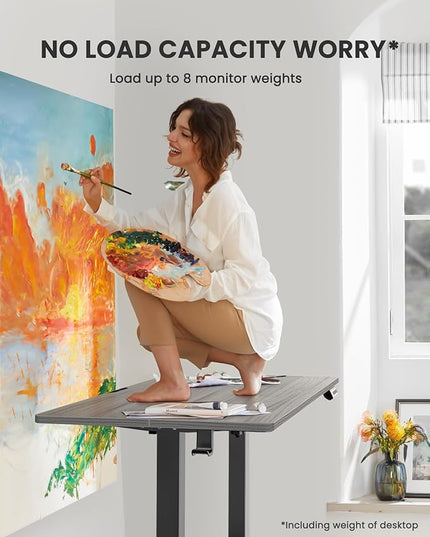 ErGear Height Adjustable Electric Standing Desk, 44 x 24 Inches Small Sit Stand up Desk, Memory Computer Home Office Desk (Grey) - LeafyLoom