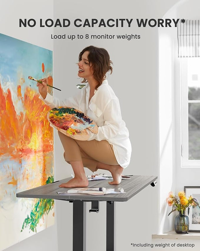 ErGear Height Adjustable Electric Standing Desk, 44 x 24 Inches Small Sit Stand up Desk, Memory Computer Home Office Desk (Grey) - LeafyLoom