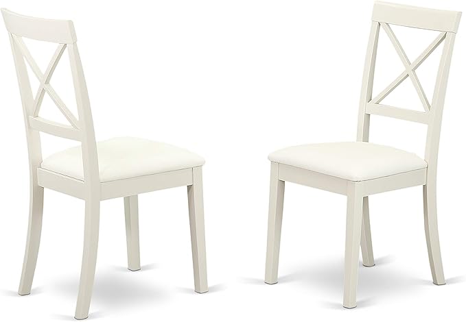 East West Furniture NDBO3-LWH-LC Norden 3 Piece Room Set Contains a Rectangle Dining Table with Dropleaf and 2 Faux Leather Upholstered Chairs, 30x48 Inch, Linen White - LeafyLoom