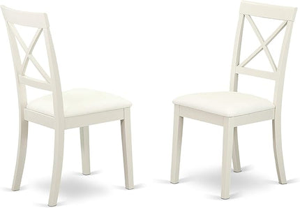 East West Furniture SHBO3-WHI-LC 3 Piece Dinette Set for Small Spaces Contains a Round Kitchen Table with Pedestal and 2 Faux Leather Upholstered Dining Chairs, 42x42 Inch - LeafyLoom