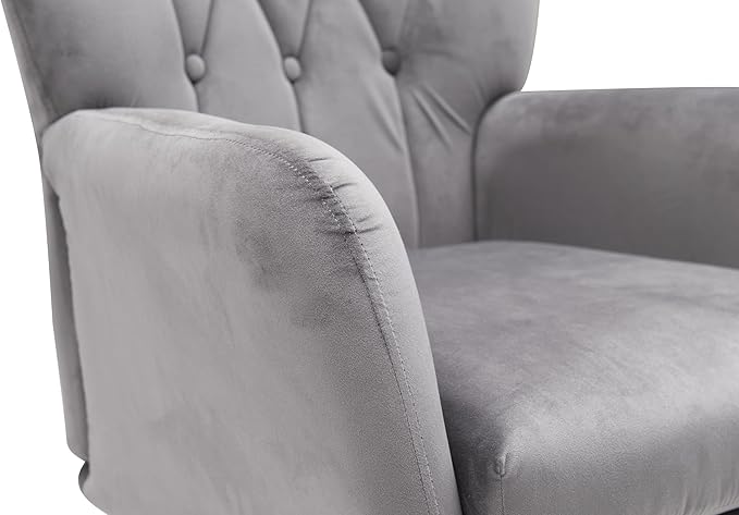US Pride Furniture Modern Accent Chair with Ergonomic High Wingback, Microfiber Upholstered Armchair with Metal Legs for Living Room, Bedroom, Office or Vanity, Grey - LeafyLoom