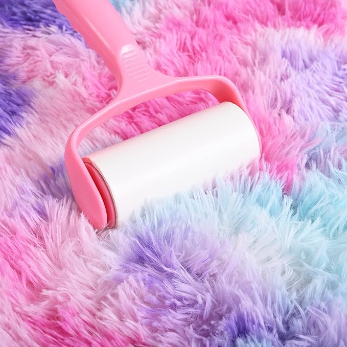 AROGAN Soft Rainbow Area Rugs for Girls Room 2x6 Feet, Fluffy Girls Bedroom Rugs, Princess Rug, Cute Colorful Carpet for Kids Teens Nursery Toddler, Hot Pink - LeafyLoom
