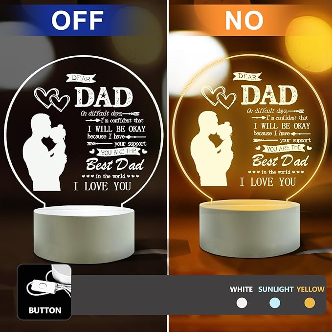 I Love My Dad-Best Dad Birthday Gifts from Daughter Son-Dad Birthday Gifts Night Light-Room Decoration Dad's Gifts. - LeafyLoom