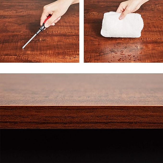 Computer Desk 55 ” Modern Simple Large Study Writing Desk Industrial Style Laptop PC Table for Home Office, with Leg Bars, Sandalwood Board Black Leg - LeafyLoom