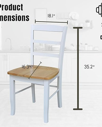 International Concepts Madrid Ladderback Chair, Wood, White/Natural/Set of 2 - LeafyLoom