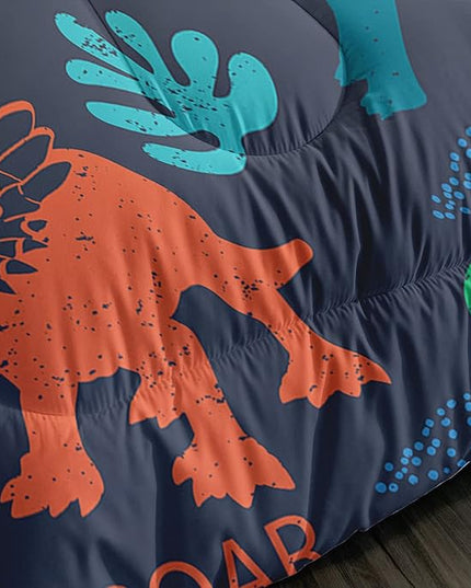 Axolotl Boys Bedding Cartoon Dinosaur Comforter Set Queen Size,Cute Dinosaur Bedding Set for Kids Boys Girls Teens Adults Room Decor,Kids Comforter Set All Season,1 Quilt 2 Pillow Cases,Purple - LeafyLoom