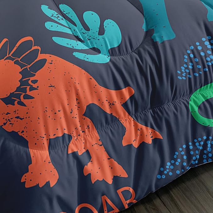 Axolotl Boys Bedding Cartoon Dinosaur Comforter Set Queen Size,Cute Dinosaur Bedding Set for Kids Boys Girls Teens Adults Room Decor,Kids Comforter Set All Season,1 Quilt 2 Pillow Cases,Purple - LeafyLoom