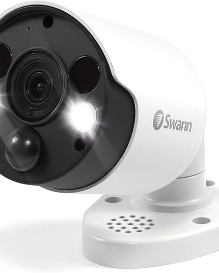 Swann Home Security Camera, POE Cat5e NVR 4K HD Video, Indoor or Outdoor Wired Surveillance CCTV, Color Night Vision, Heat Motion Detection, LED Lights, Metal Housing, Face Recognition, 2-Way Talk SwannUSA