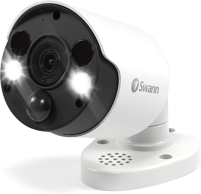 Swann Home Security Camera, POE Cat5e NVR 4K HD Video, Indoor or Outdoor Wired Surveillance CCTV, Color Night Vision, Heat Motion Detection, LED Lights, Metal Housing, Face Recognition, 2-Way Talk SwannUSA