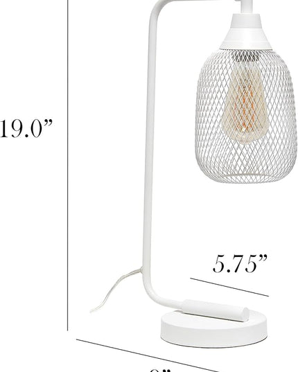 Elegant Designs LD1060-WHT Mesh Wire Table Lamp, Matte White - LeafyLoom