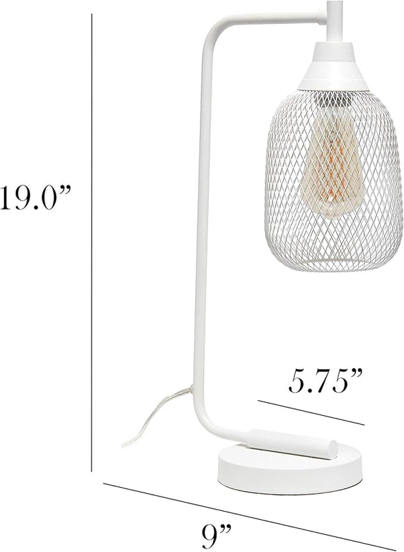 Elegant Designs LD1060-WHT Mesh Wire Table Lamp, Matte White - LeafyLoom