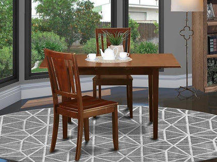 East West Furniture NODU3-MAH-W 3 Piece Dinette Set for Small Spaces Contains a Rectangle Table with Butterfly Leaf and 2 Dining Room Chairs, 32x54 Inch - LeafyLoom