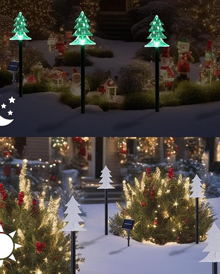 ILLUMINEW Christmas Solar Pathway Lights, Set of 5 Waterproof Landscape Christmas Lights, Stake Christmas Decorations, LED Lights for Yard Lawn Patio Walkway Decor (5PCS-Green-Tree) ILLUMINEW