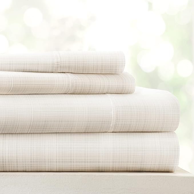 4 Piece California King Bedding Sheets Set (Ray Thatch) - Sleep Better Than Ever with These Ultra-Soft & Cooling Bed Sheets for Your Cal King Size Bed - Deep Pocket Fits 16" Mattress - LeafyLoom
