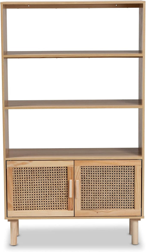Baxton Studio Faulkner Bookcases, Beige/Natural Brown - LeafyLoom