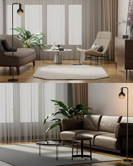 Modern Floor Lamps with Light Bulb, Industrial Floor Lamp for Living Room 5" Light Bulb 69" Tall Bright Warm White Standing Lamp, E26 Socket, On/Off Foot Switch for Office Bedroom - LeafyLoom