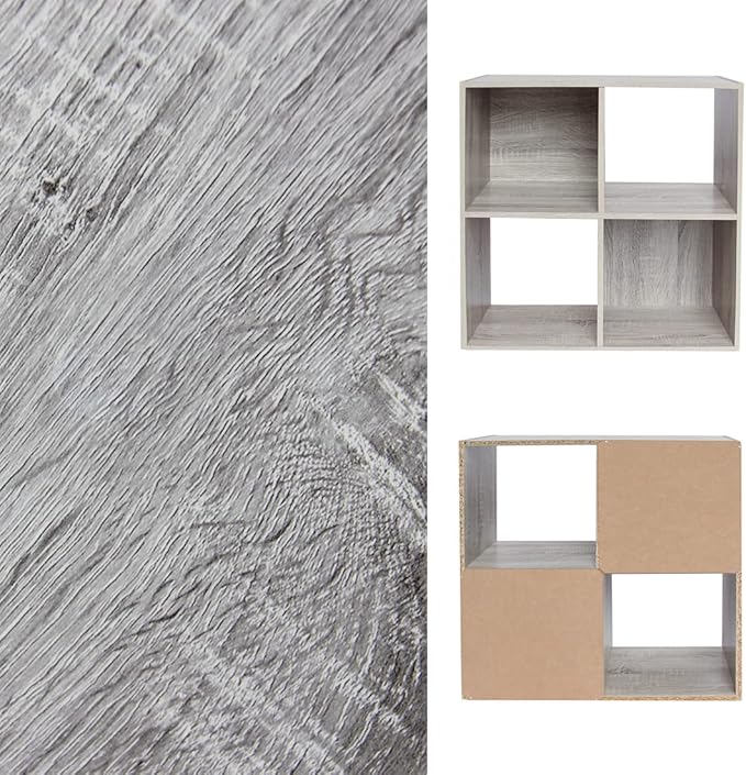 PACHIRA E-Commerce Wooden Storage Cubes Bookcase, Unit Shelf, Closet Cabinet, Organizer Rack in Living Room, Bedroom, Study, 4 Cube, OAK GREY - LeafyLoom