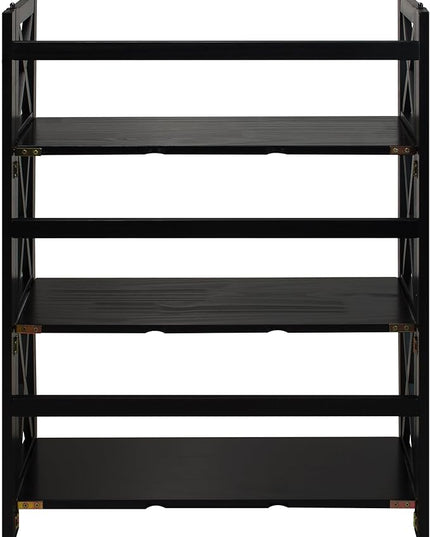 Casual Home Montego 3-Shelf Folding Bookcase, Black - LeafyLoom