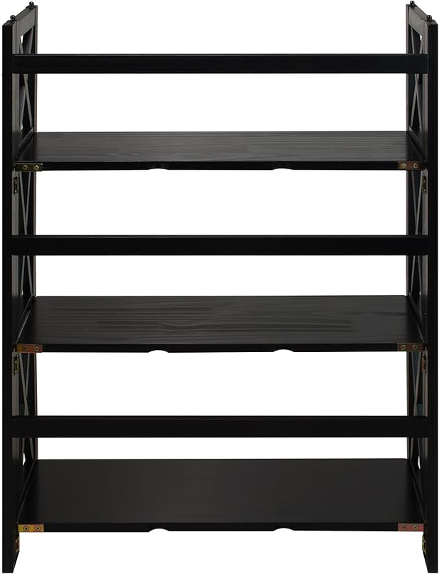 Casual Home Montego 3-Shelf Folding Bookcase, Black - LeafyLoom