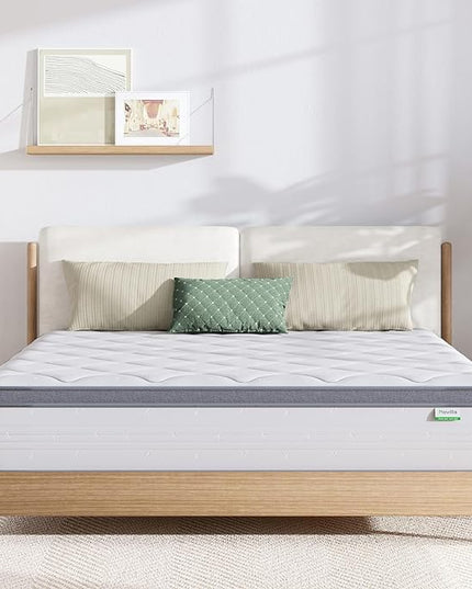 Novilla King Mattress, 12 Inch Hybrid Mattress King with comfort Foam, Innerspring Pillow Top King Mattress in a Box, King Size Mattress for Pressure & Pain Relief, Soft Feel but Supportive - LeafyLoom
