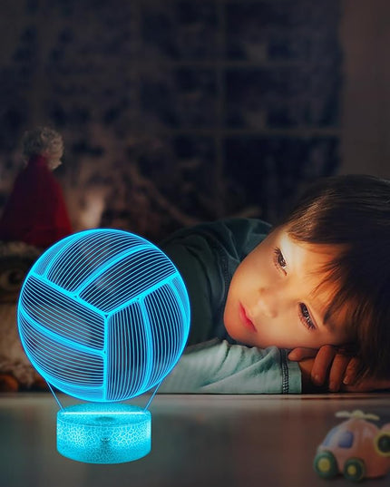 FULLOSUN Volleyball Gift, Kids Volleyball Night Light (with Remote Control), 3D Illumination Lights Boys Gift 16 Colors Changeable Kids Room Lighting Creative Decoration... (Volleyball) - LeafyLoom