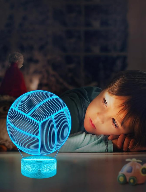 FULLOSUN Volleyball Gift, Kids Volleyball Night Light (with Remote Control), 3D Illumination Lights Boys Gift 16 Colors Changeable Kids Room Lighting Creative Decoration... (Volleyball) - LeafyLoom