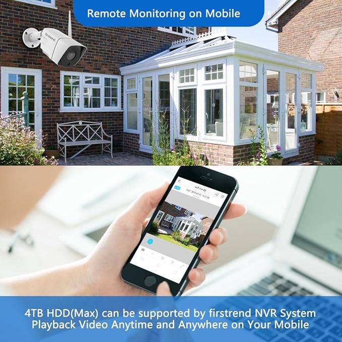 1080P Wireless Security Camera System, Firstrend 8CH Wireless NVR System with 8 pcs 1080P HD Security Camera and 3TB Hard Drive Pre-Installed, CCTV P2P for Indoor Outdoor for Home firstrend
