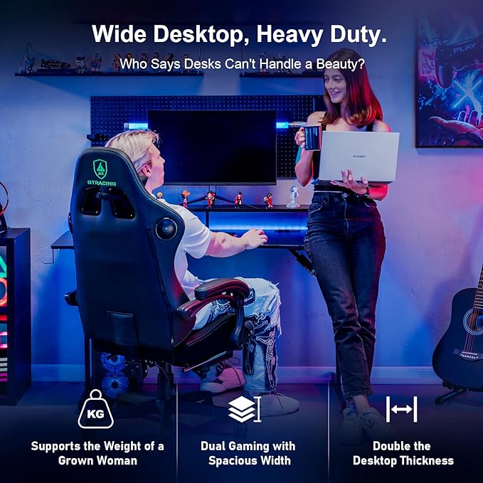 GTRACING GTP210-RGB Gaming desk, 55 inch, RGB - LeafyLoom