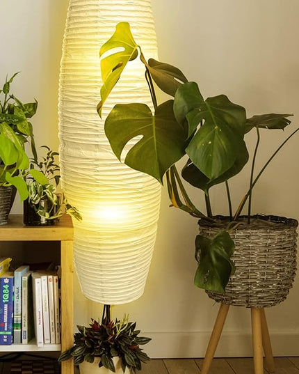 Uonlytech Paper Floor Lamp Shade Replacement, Foldable Standing Lampshade Japanese Style Paper Floor Light Cover Accessories for Bedroom Floor Light, White - LeafyLoom