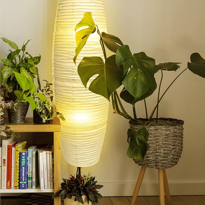 Uonlytech Paper Floor Lamp Shade Replacement, Foldable Standing Lampshade Japanese Style Paper Floor Light Cover Accessories for Bedroom Floor Light, White - LeafyLoom