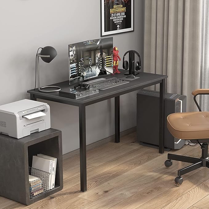 SogesGame Computer Desk,47.2 inches Desk& Workstations for Home Office, Writing Study Corner Desk,Modern Simple Style Laptop Table,Easy to Assemble, Black - LeafyLoom