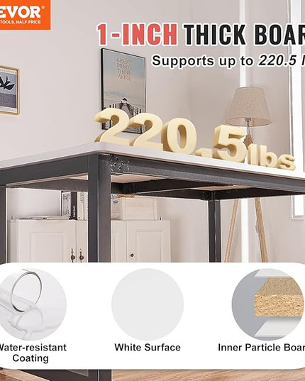 VEVOR One-Piece Particle Board Desktop Universal Tabletop, 55" D x 28" W x 1" H, White - LeafyLoom