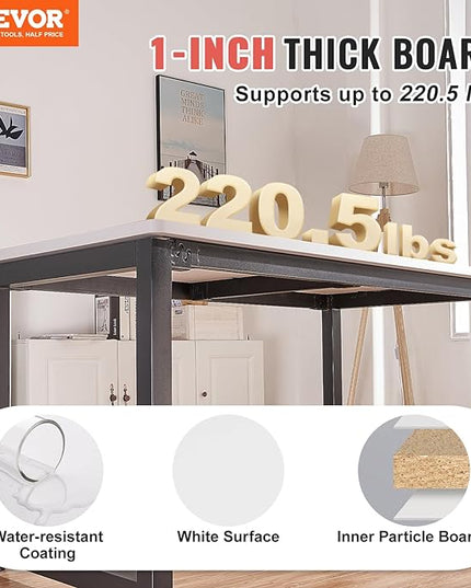 VEVOR One-Piece Particle Board Desktop Universal Tabletop, 60" x 25" x 1", White - LeafyLoom