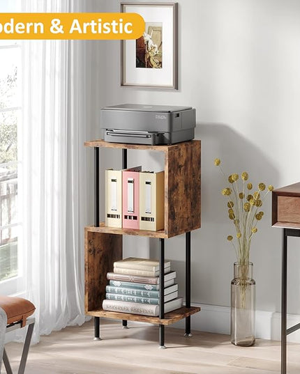 3 Tier Modern Bookshelf, S-Shaped Bookcase,Small Book Shelf for Small Spaces, Unique Bookshelf for Storage Organizer Living Room Bedroom Home Office - LeafyLoom