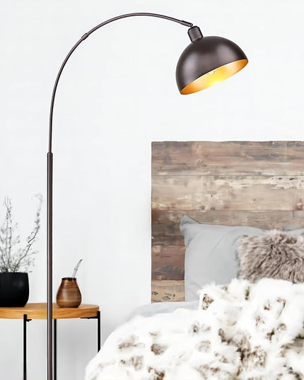 Arch Floor Lamp with Remote Control, Farmhouse Industrial Standing Lamp, 70” Dimmable Tall Lamp with 360° Adjustable Hanging Metal Shade, Over Couch Lamps with 9W LED Bulb (Oil Rubbed Bronze) - LeafyLoom