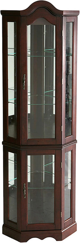Home Decorators Collection Vitric Lighted Curio, 70" Hx21 Wx16 D, Mahogany - LeafyLoom