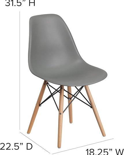 Flash Furniture Elon Series Moss Gray Plastic Chair with Wooden Legs - LeafyLoom