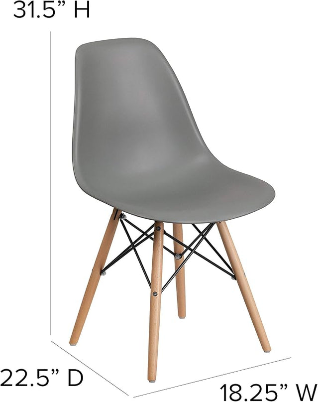 Flash Furniture Elon Series Moss Gray Plastic Chair with Wooden Legs - LeafyLoom