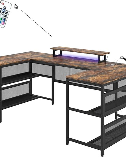 NicBex Laik-DW-00008-DX Desks, 82" W x 43" D x 35" H, Brown - LeafyLoom