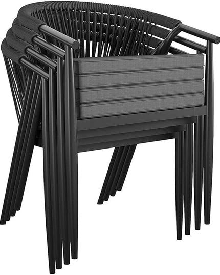 CosmoLiving by Cosmopolitan 88288BGYE Stacking Dining Chair Circi Collection, 4-Pack, Charcoal - LeafyLoom