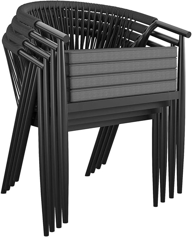 CosmoLiving by Cosmopolitan 88288BGYE Stacking Dining Chair Circi Collection, 4-Pack, Charcoal - LeafyLoom